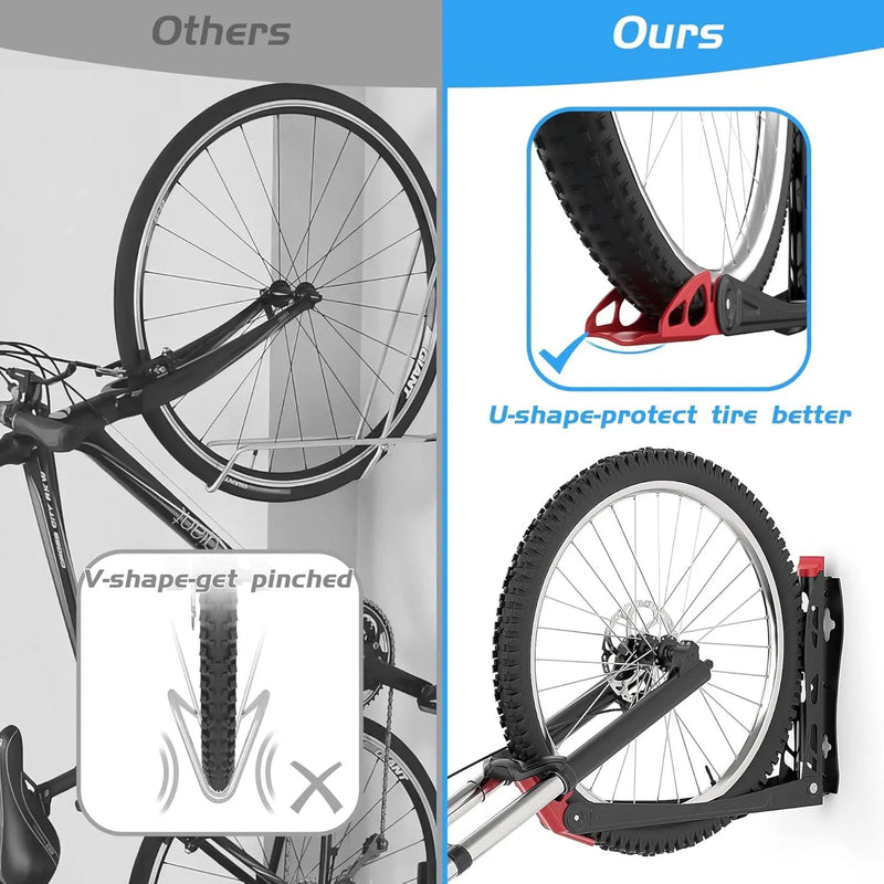 WALMANN BIKEPAL No Lifting Wall Mount Swivel Bike Rack, Wall Bike Hangers for Garage Space Saving Vertical Bike Storage(4 Pack)