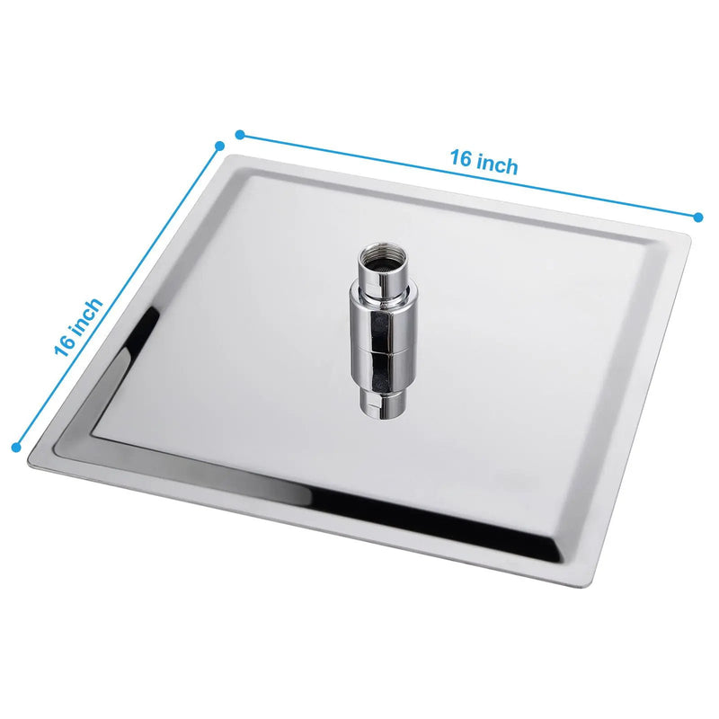 16" Square Rainfall Shower Head Fixed Wall Mount With Full Body Coverage & Self Cleaning Silicone Nozzles by HouseOfZazla