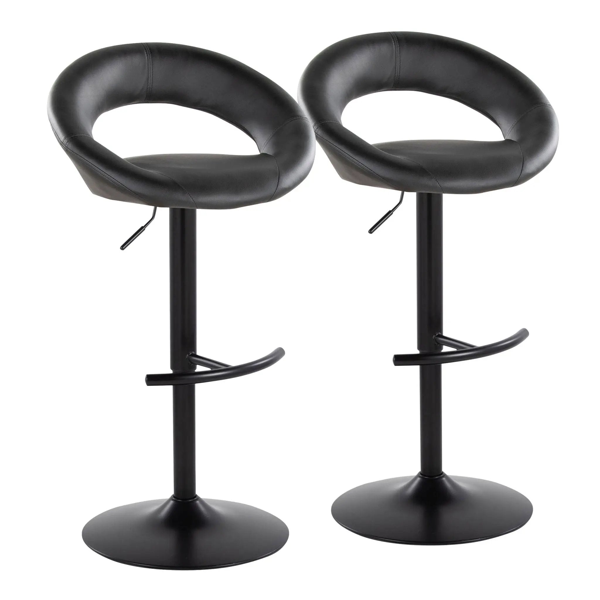 Posh - Contemporary Adjustable Barstool With Swivel & Rounded T Footrest (Set of 2) by HouseOfZazla