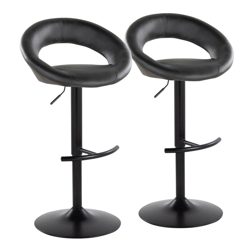 Posh - Contemporary Adjustable Barstool With Swivel & Rounded T Footrest (Set of 2) by HouseOfZazla