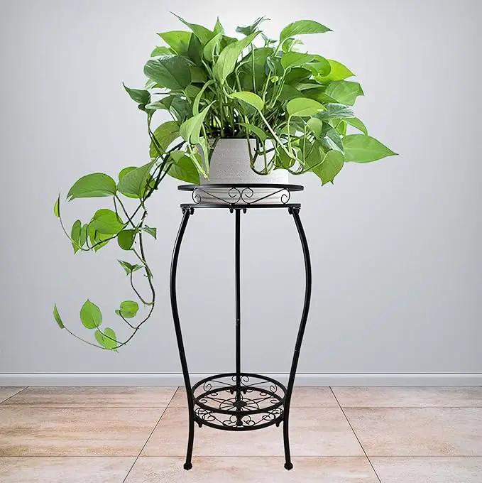 CASIMR 2 Tier Plant Stand Indoor Outdoor, 26.6" Tall Metal Potted Holder Rack Multiple Flower Pot Stand Heavy Duty Plant Shelf Rustproof Iron Plant Round Supports Rack by GreenHaven Gardens