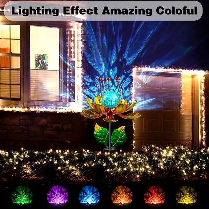 Solar Wind Spinner, 38 Inch Metal Stake Yard Spinners,Solar Powered Multi-Color LED Glass Ball with Kinetic Wind Sculpture Spinner Windmills for Yard by GreenHaven Gardens