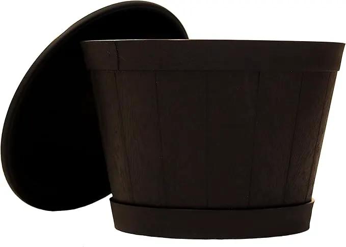 11" Decorative Heavy Duty Tray/Saucer (2 Pack) Pot/Planter Base for Indoor/Outdoor Decor (11 inches, Black) by GreenHaven Gardens