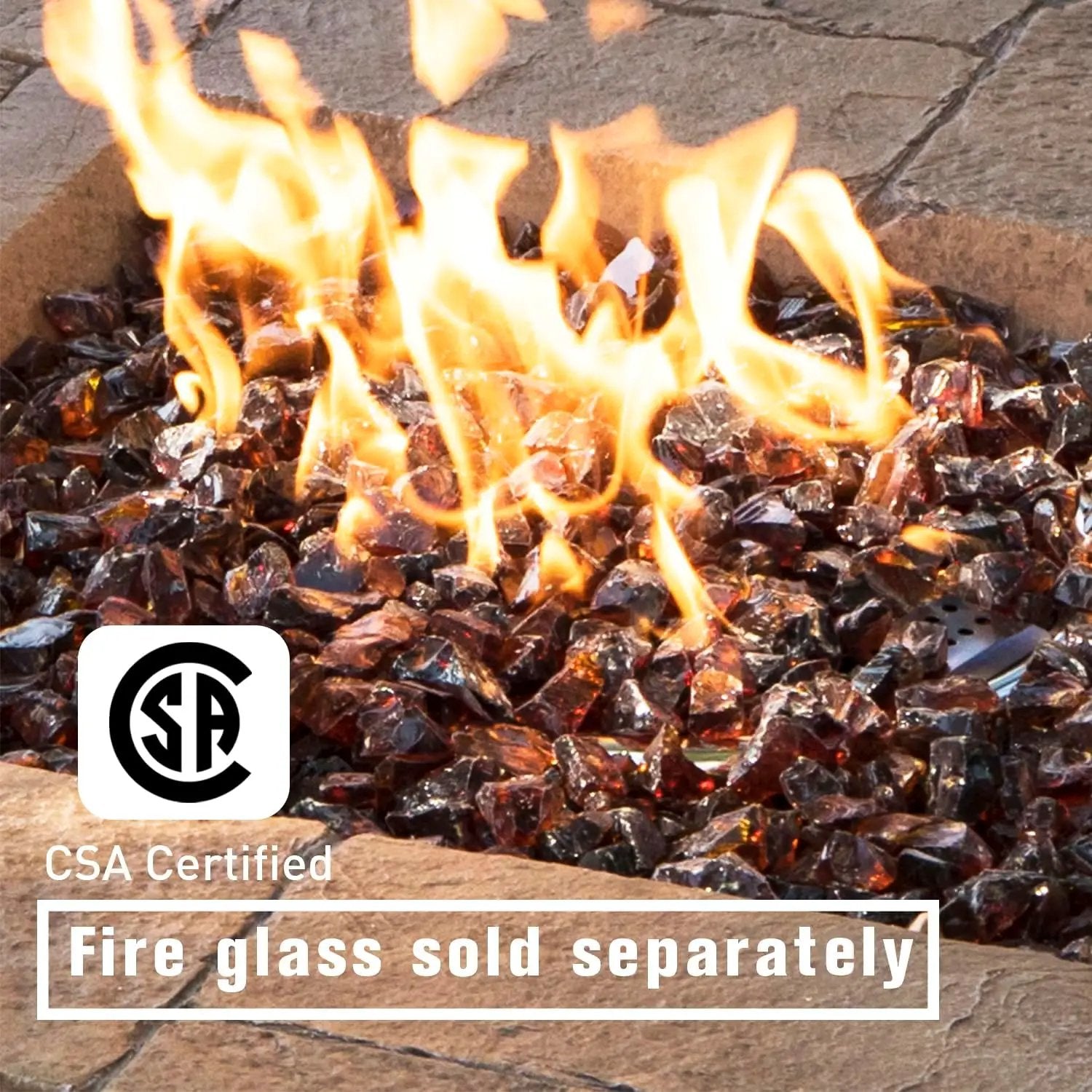 COSIEST Outdoor Propane Fire Pit Table w Faux Brown Ledgestone 32-inch Square Fire Table, CSA Certified, 50,000 BTU Stainless Steel Burner, Free Lava Rocks, Fits 20lb Tank Inside by GreenHaven Gardens