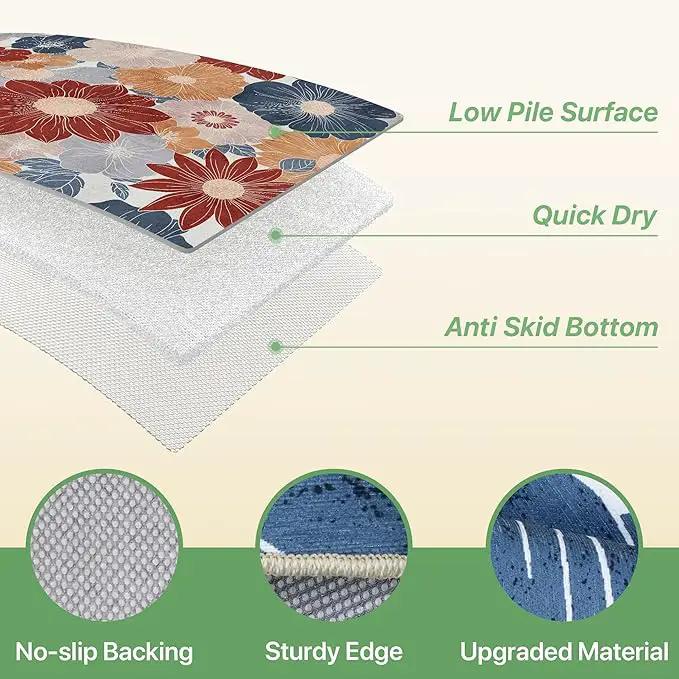 GENIMO Indoor Outdoor Area Rug 8' X 10' Waterproof, Washable Patio Rug Non Shedding, Easy Cleaning Floral Outdoor Carpet for Living Room, Bedroom, Dining Room, Balcony, Backyard, Deck, RV, Red Blue by GreenHaven Gardens