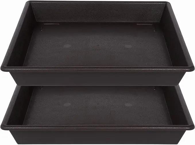 Square Plant Saucer 20 Inch 2 Pack, Large Plant Trays for Pots Heavy Duty Plastic Plant Saucers for Indoors Outdoors, Flower Pot No Holes Plant Lover Gardening Gifts by GreenHaven Gardens