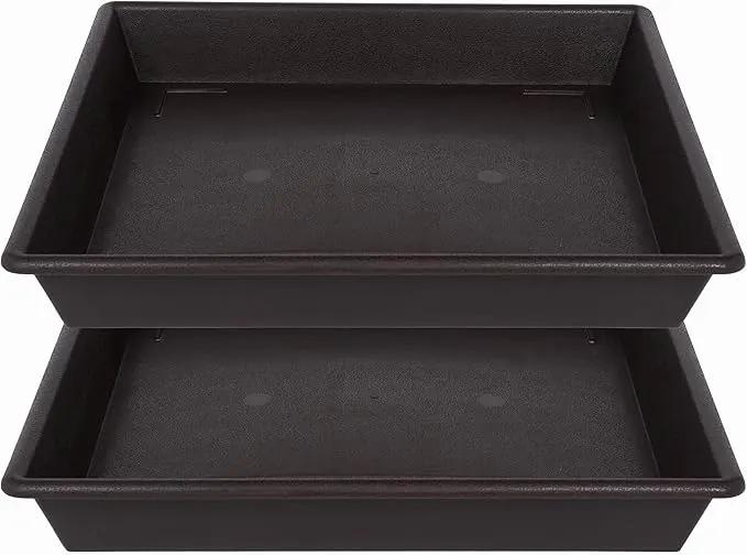 Square Plant Saucer 18 Inch 2 Pack, Large Plant Trays for Pots Heavy Duty Plastic Plant Saucers for Indoors Outdoors, Flower Pot Plant Drip Trays No Holes Plant Lover Gardening Gifts by GreenHaven Gardens