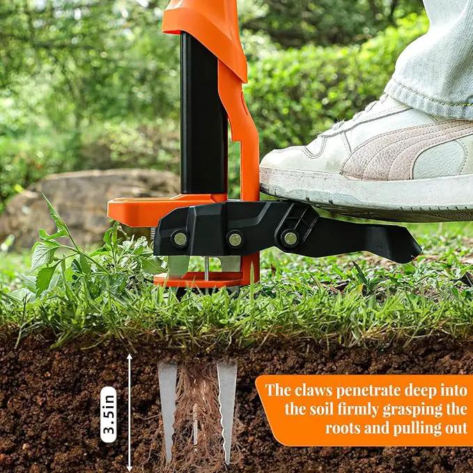 Weed Puller Tool, Stand Up Weed Puller Heavy Duty, Weeding Tool with 39" Ergonomic Long Handle and 4 Manganese Steel Claws, Easy Eject Mechanism, Weeding Without Bending, Pulling, or Kneeling by GreenHaven Gardens