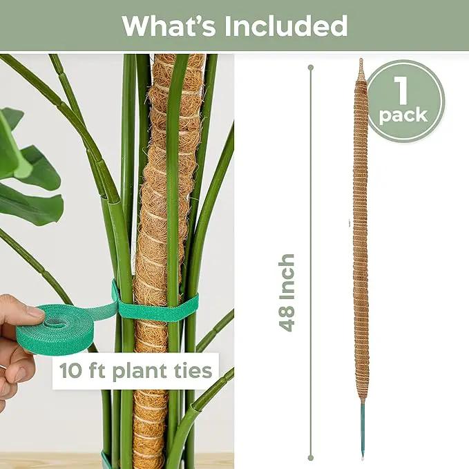 48'' Bendable Moss Pole Monstera Plant Support for Climbing Indoor Plants - Stakes for Potted Climbers - Tall Sticks Indoor Trellis for Houseplants - Accessories for Monstera Pot by GreenHaven Gardens