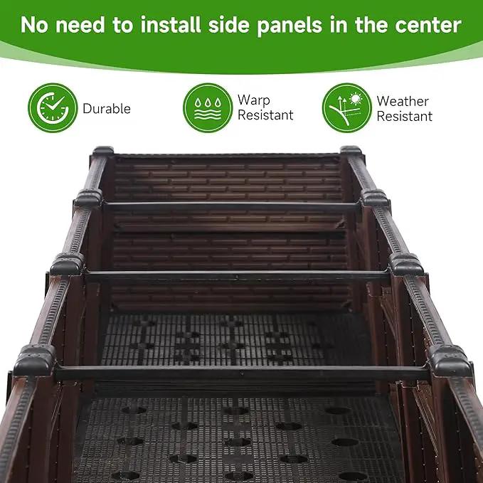 47x15x19in Raised Garden Beds Outdoor, Polypropylene Elevated Planter Boxes Outdoor for Vegetables, Flowers, Herbs, Garden Box with Drain Outlet, Heat and Frost Resistance Planters, 330lb Capacity by GreenHaven Gardens