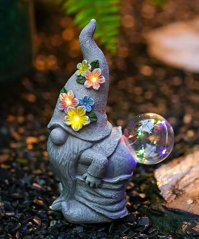 Solar Gnome Statue for Garden Decor: Outdoor Sculpture for Yard Lawn Porch Balcony Patio - Ideal Gift for Lover Mom Women Grandma by GreenHaven Gardens