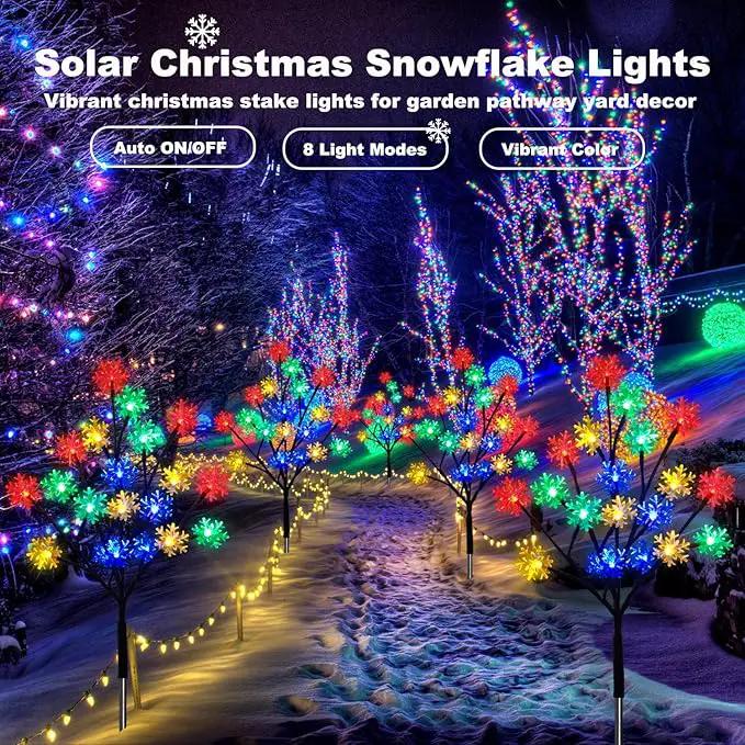 4-Packs 80LEDs Solar Snowflake Christmas Stake Lights, 8 Modes Wonderland Solar Snowflake Lights for Outdoor Christmas Decorations, Waterproof Solar Christmas Lights for Garden Yard Pathway Walkway by GreenHaven Gardens
