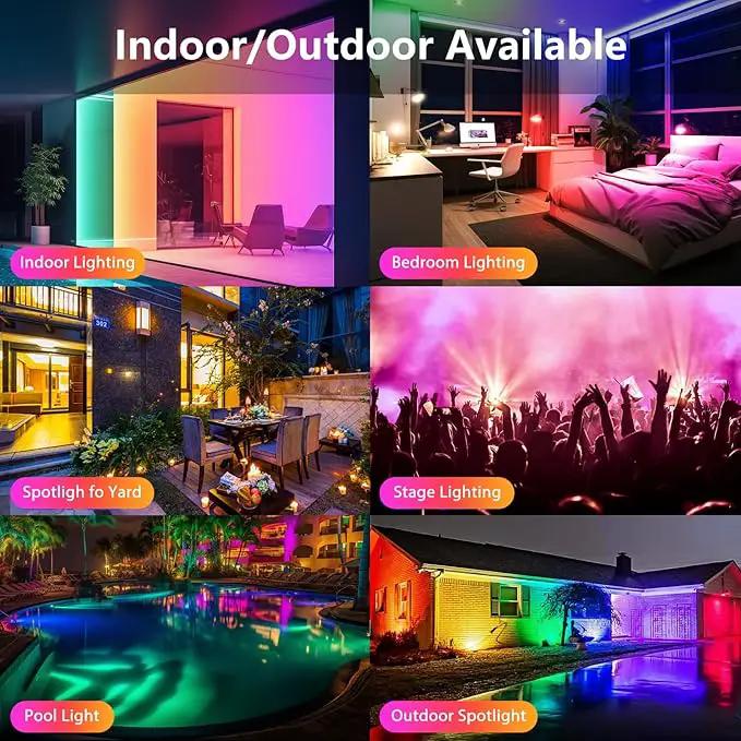 Spotlight Outdoor Control with Smart APP, 2 Pack 15W RGBW Landscape Lighting, Dimmable Color Changing IP67 Waterproof Spot Light Warm Flood Light for House Pathway Garden Yard Tree by GreenHaven Gardens