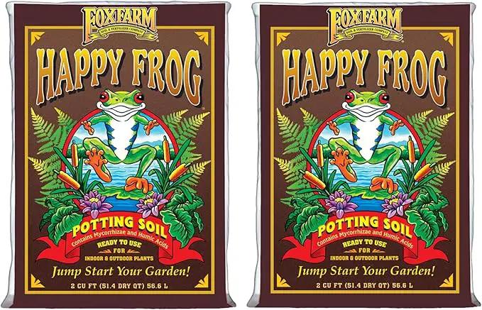 FoxFarm Happy Frog Potting Soil, 2cu ft (Pack of 2) - for Indoor/Outdoor Container Plants, Improves Root Efficiency, pH Adjusted for Optimal Nutrient Uptake - Contains Mycorrhizae and Humic Acids by GreenHaven Gardens