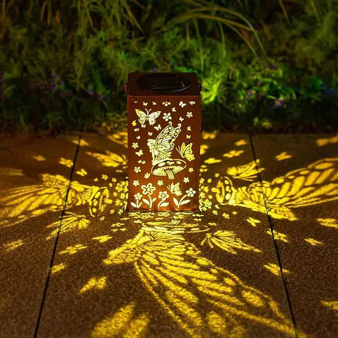 2pack Solar Lanterns Outdoor Hanging Butterfly Lights Metal Fairy Lantern Decorative Garden Waterproof Light Decor for Garden Patio,Yard ,Balcon ,Birthday Christmas Gifts for Mom Grandma Women by GreenHaven Gardens