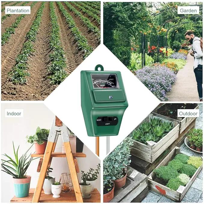 Soil pH Meter, MS02 3-in-1 Soil Moisture/Light/pH Tester Gardening Tool Kits for Plant Care, Great for Garden, Lawn, Farm, Indoor & Outdoor Use (Green) by GreenHaven Gardens