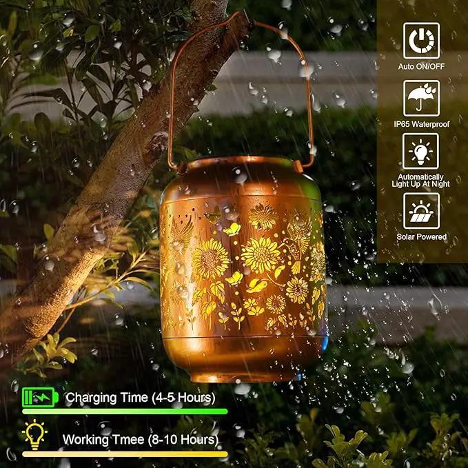 2-Pack Birthday Gifts for Women Mom Grandma Solar Lanterns Outdoor Waterproof Hummingbird Garden Decor Hanging Metal Lights Outside for Yard,Patio,Backyard,Porch by GreenHaven Gardens