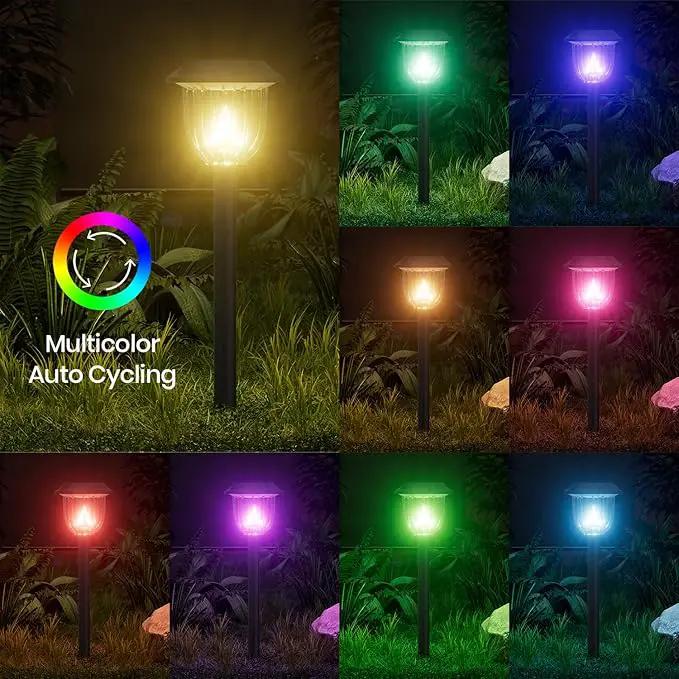 AOSEA 4 Pack Solar Pathway Lights Outdoor Waterproof - Auto RGB Color Changing Solar Lights for Outside, IP65 Rated, 12H Bright Landscape Lighting, Durable Plastic - Perfect for Garden & Walkway by GreenHaven Gardens