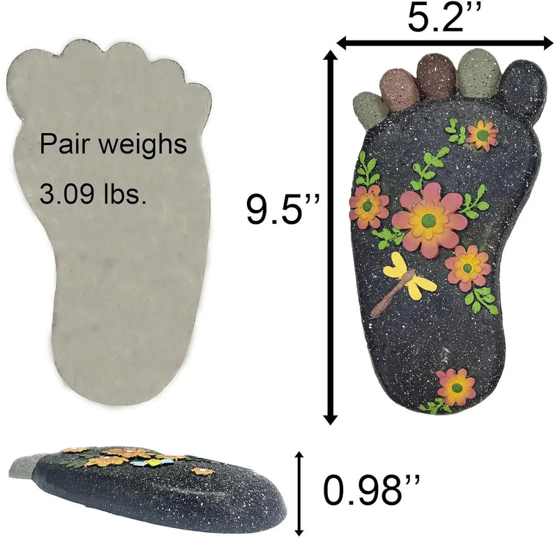 Stepping Stones Garden Decorative Stones for Patio, Deck, Garden or Sidewalk Home Decor Footprint Shaped Stepping Stones Set of 2 （Dark Grey） by GreenHaven Gardens