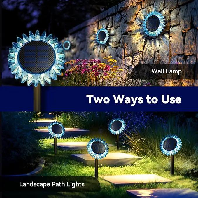Hogni Solar Pathway Lights - 2 Pack LED Sunflower Garden Light, Waterproof Outdoor Decor for Wall, Lawn, Yard, Walkway, Patio, Landscape by GreenHaven Gardens