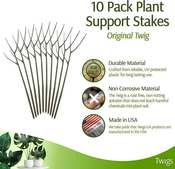 Plant Support Stakes, Stem Holder Structures for Indoor & Outdoor Use, Garden Accessories for Climbing & Potted Plants, Trellis Alternative - Moonstone, 10 Pack, 22" L, Original by GreenHaven Gardens