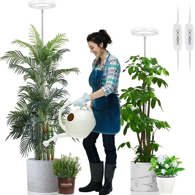 LORDEM Grow Light for Indoor Plants, 7.9" Full Spectrum LED Plant Grow Light, Height Adjustable Growing Lamp with Auto Timer 4H/8H/12H, 6 Dimmable Levels, Ideal for Indoor Large Tall Plants, 2 Packs by GreenHaven Gardens
