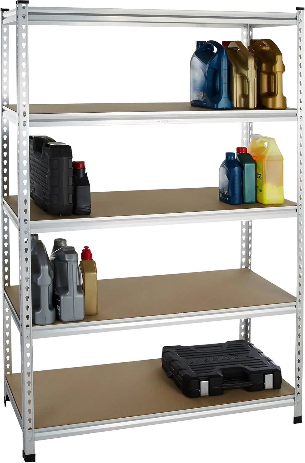 Amazon Basics 5-Tier Medium Duty Storage Shelving Single Post Press Board Shelf - 48 x 18 x 72 Inches, Aluminum by GreenHaven Gardens