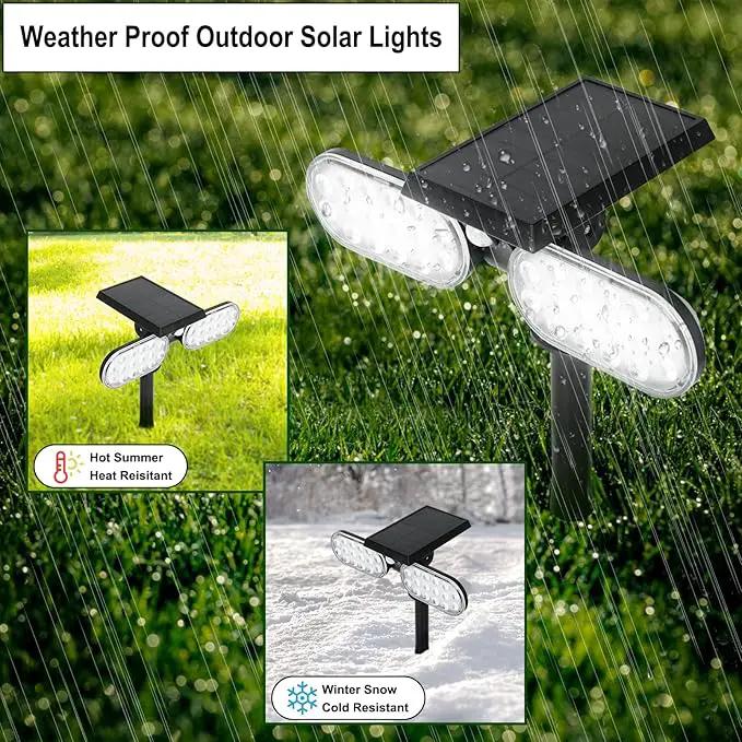 Luwint Solar Motion Lights Outdoor, Waterproof Solar Powered Flood & Security Lights for Outside, 2 Heads Swivel 360 Angle Solar Lights with Ground Stake by GreenHaven Gardens