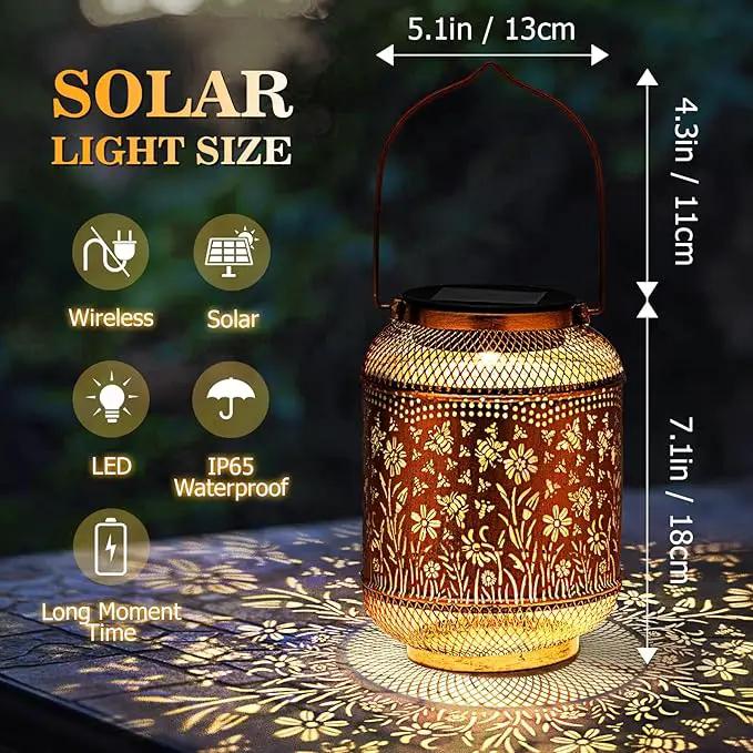 Solar Lanterns Outdoor Waterproof, Bee Garden Decor Hanging Lights, Metal Solar Lantern for Yard, Patio, Lawn, Pathway, Birthday & Gardening Gifts for Women, Mom, Grandma by GreenHaven Gardens