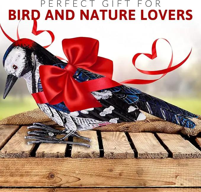 Shefio Woodpecker Gifts - Metal Woodpecker Yard Art - Handmade Outdoor Decor - Backyard & Garden Gifts by GreenHaven Gardens