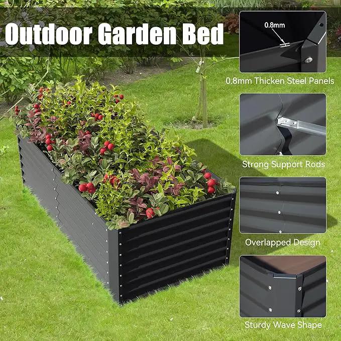 Domi Galvanized Raised Garden Bed, Outdoor Planter Garden Boxes Large Metal Planter Box for Gardening Vegetables Fruits Flowers, Dark Grey (6x3x2ft) by GreenHaven Gardens