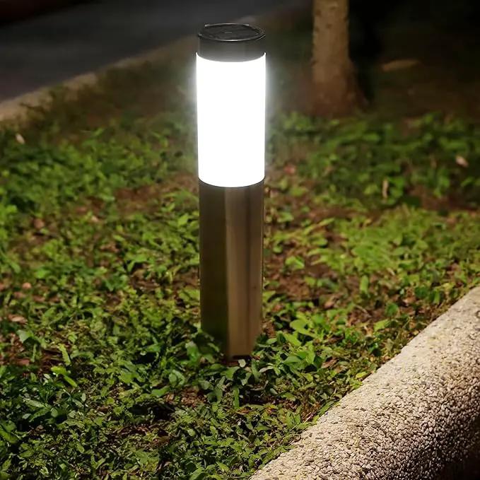 TECHKO Stainless Steel Outdoor Solar Bollard Path Lights (2-Pack), Solar Cylinder Pathway Lights (Stainless Steel) by GreenHaven Gardens