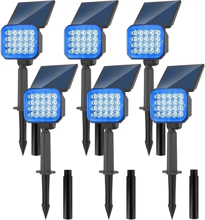 Solar Spot Lights Outdoor, Blue Solar Lights Outdoor Waterproof IP65, Adjustable Panel Solar Landscape Spotlights for Tree Yard Halloween Christmas Landscape Decor, 6 Pack by GreenHaven Gardens
