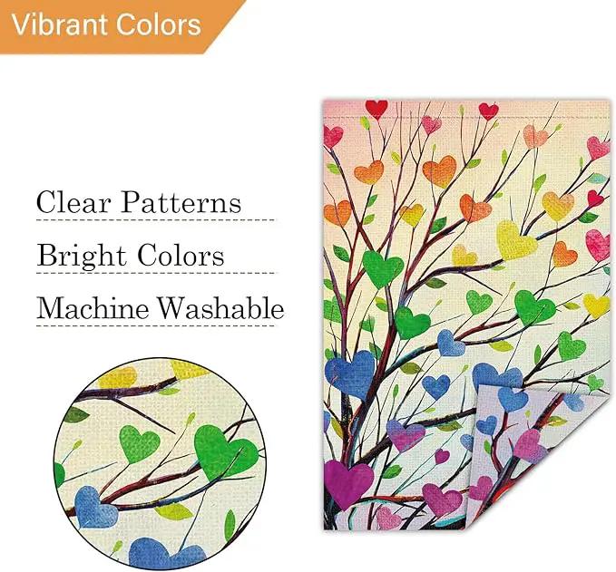 Louise Maelys Pride Garden Flag Rainbow Tree Love Heart 12x18 Inch Double Sided Welcome Small Burlap Gay Lesbian LGBTQ Yard Outdoor Sign Outside Home House Decor by GreenHaven Gardens