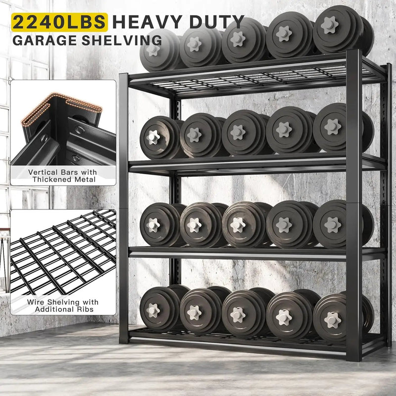 REIBII 40" W Garage Shelving 2240 LBS Storage Shelves Adjustable Metal Shelving Heavy Duty 4 Tier Metal Shelves for Garage Kitchen Pantry Warehouse Basement 40" W × 19.5" D × 59.5" H by GreenHaven Gardens