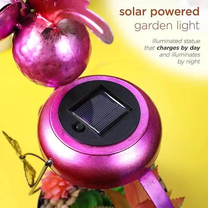 Alpine Corporation LYT288SLR-HH Solar-Powered Metal Flamingo w/Garden Enclosed LED Light, Solar Patio Décor, 16''H, Pink by GreenHaven Gardens