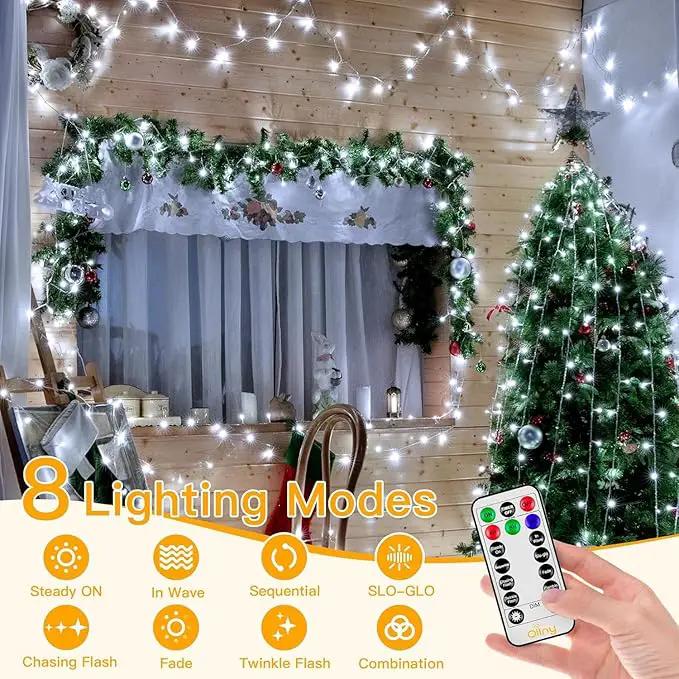 Ollny Christmas Lights Outdoor Waterproof, 1000LED 328FT Super Long String Lights with Remote 3 Timer, Plug in 8 Modes Fairy Light for Outside House Bedroom Xmas Decorations, Cool White by GreenHaven Gardens