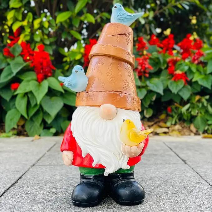 Solar Garden Gnome Figurine, Cute Resin Gnome Sculpture, Garden Gnome Statues Outdoor Decor, Funny Gnome Gift Sculpture Decoration for Home Patio Yard Lawn Porch Ornament by GreenHaven Gardens