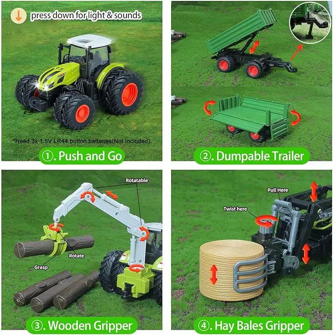 46Pcs Farm Toys, Tractor Toy w/Lights & Sound, Farm Animals Toys for 3 4 5 6 7 8+ Year Old Toddler Girls Boys Kid, Figures Farmer Vehicle Truck Fence Farm Playset Educational Learning Toys by GreenHaven Gardens