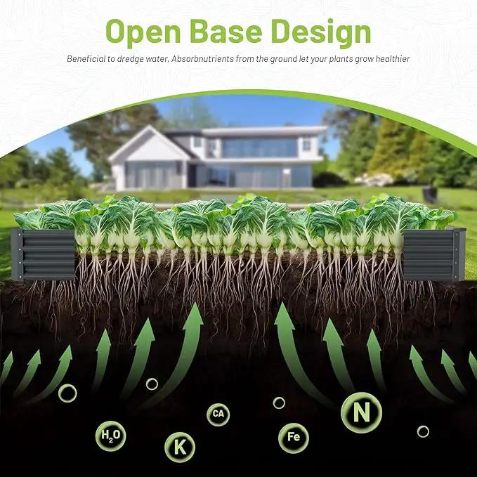 2PCS 8x4x1ft Raised Garden Bed-Outdoor Galvanized Planter Box for Vegetables, Fruits,Herbs, Flowers, Metal Raised Garden Bed kit-Grey by GreenHaven Gardens