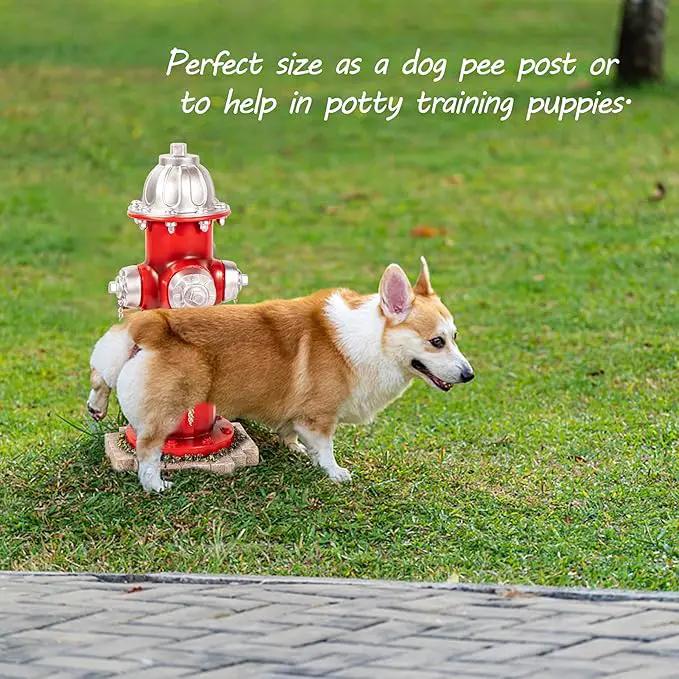 Fake Fire Hydrant for Dogs to Peed on, Dog Fire Hydrant Pee Post, 14.5" Backyard Decor Outdoor Statues Firefighter Gifts for Men (with Base Design) by GreenHaven Gardens