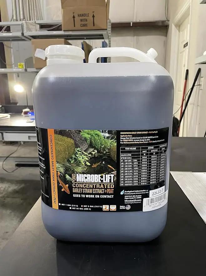 MICROBE-LIFT BSEP5G Concentrated Barley Straw Extract Plus Liquid PEAT Conditioner for Ponds and Outdoor Water Garden, Safe for Live Koi Fish, Plants, and Decorations, 5 Gallons by GreenHaven Gardens