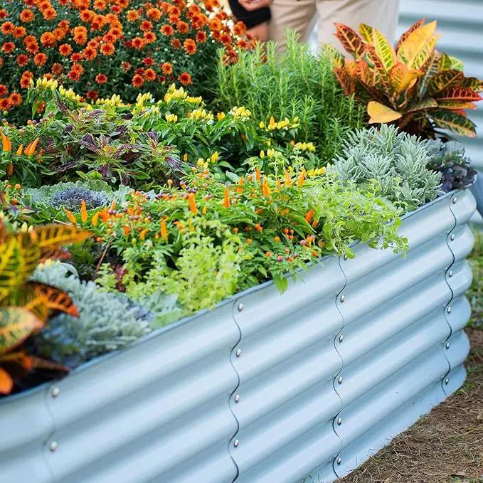 Vego garden Aluzinc Raised Garden Bed Kits, 17" Tall 6 in 1 Modular Metal Raised Planter Bed for Vegetables Flowers Patio Ground Planter Box, Sky Blue by GreenHaven Gardens