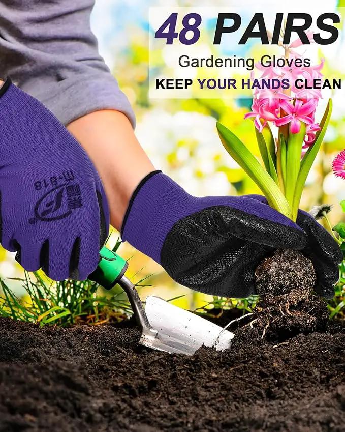 Nuogo 48 Pairs Gardening Gloves for Men Women Rubber Coated Safety Work Gloves Bulk for Gardening Construction Work by GreenHaven Gardens