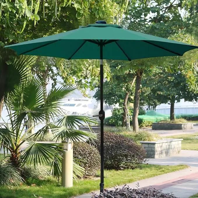 Sunnyglade 9' Patio Umbrella Outdoor Table Umbrella with 8 Sturdy Ribs (Dark Green) by GreenHaven Gardens