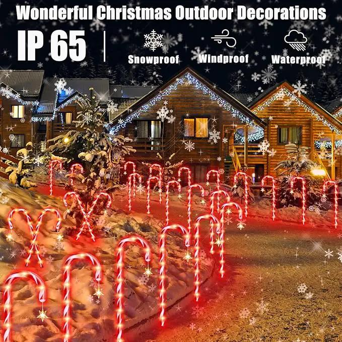36" Outdoor Christmas Decorations, Real 30" Red Candy Cane Lights Outdoor Pathway 8 Flashing Modes, 12 Pack Christmas Candy Cane Lights, Christmas Decorations Outdoor Yard, Warm Lights with Star by GreenHaven Gardens