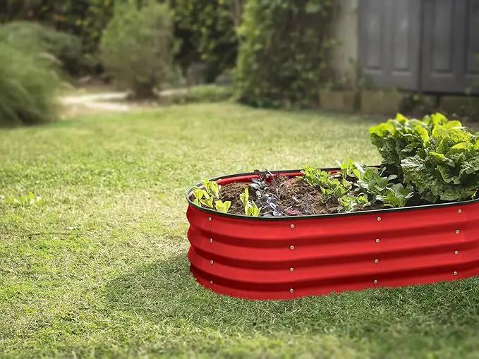 Galvanized Raised Garden Beds Outdoor // 4×2×1 ft Planter Raised Beds for Gardening, Vegetables, Flowers // Large Metal Garden Box (Red) by GreenHaven Gardens