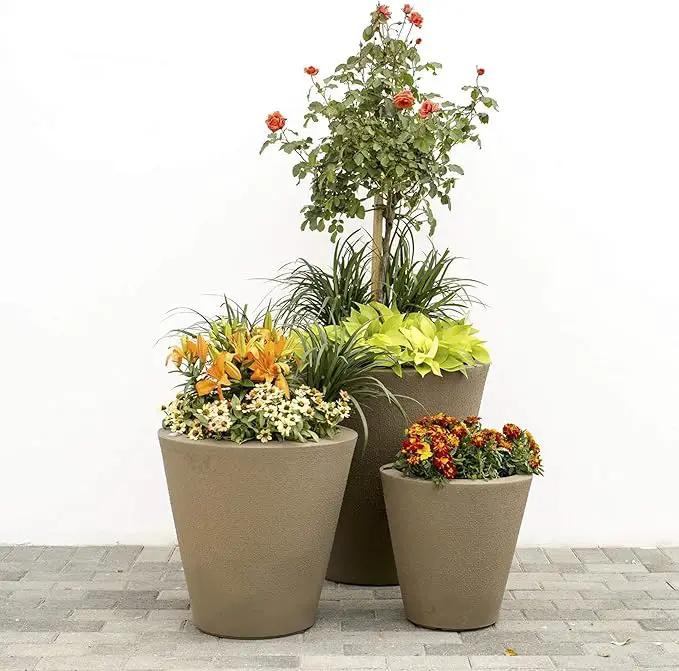 Crescent Garden Dot TruDrop Indoor/Outdoor Planter, Self-Watering Plant Pot, 20 Inches, (Caviar Black) by GreenHaven Gardens