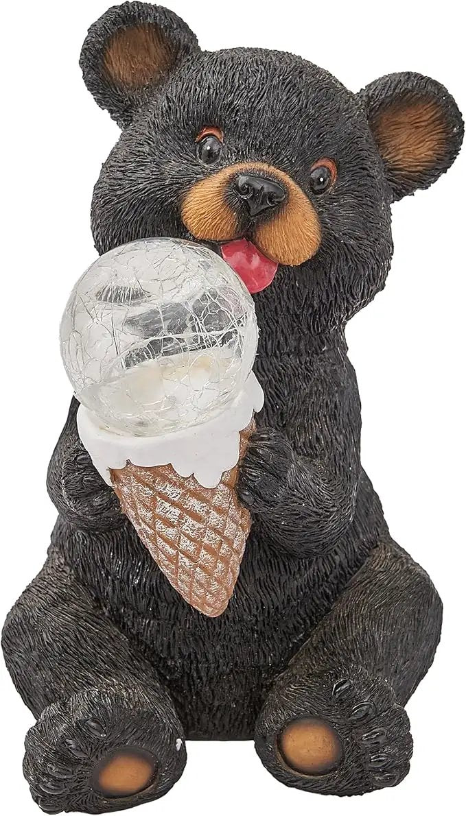 The Roo - Black Bear Solar Light Figurine - Outdoor Waterproof Garden Statue - Animal Garden Decor Light - Solar Lantern for Outside - Housewarming Gifts - Patio, Yard, and Lawn by GreenHaven Gardens