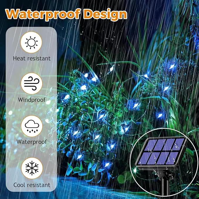 4 Pack Solar String Lights for Outside - 320LED 132FT Solar Fairy Lights Outdoor Waterproof 8 Modes, Copper Wire Solar Powered Twinkle Lights for Tree Garden Christmas Wedding Party Decor, Blue by GreenHaven Gardens